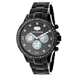2 Carat Black Diamond Bezel Watch For Men By Luxurman