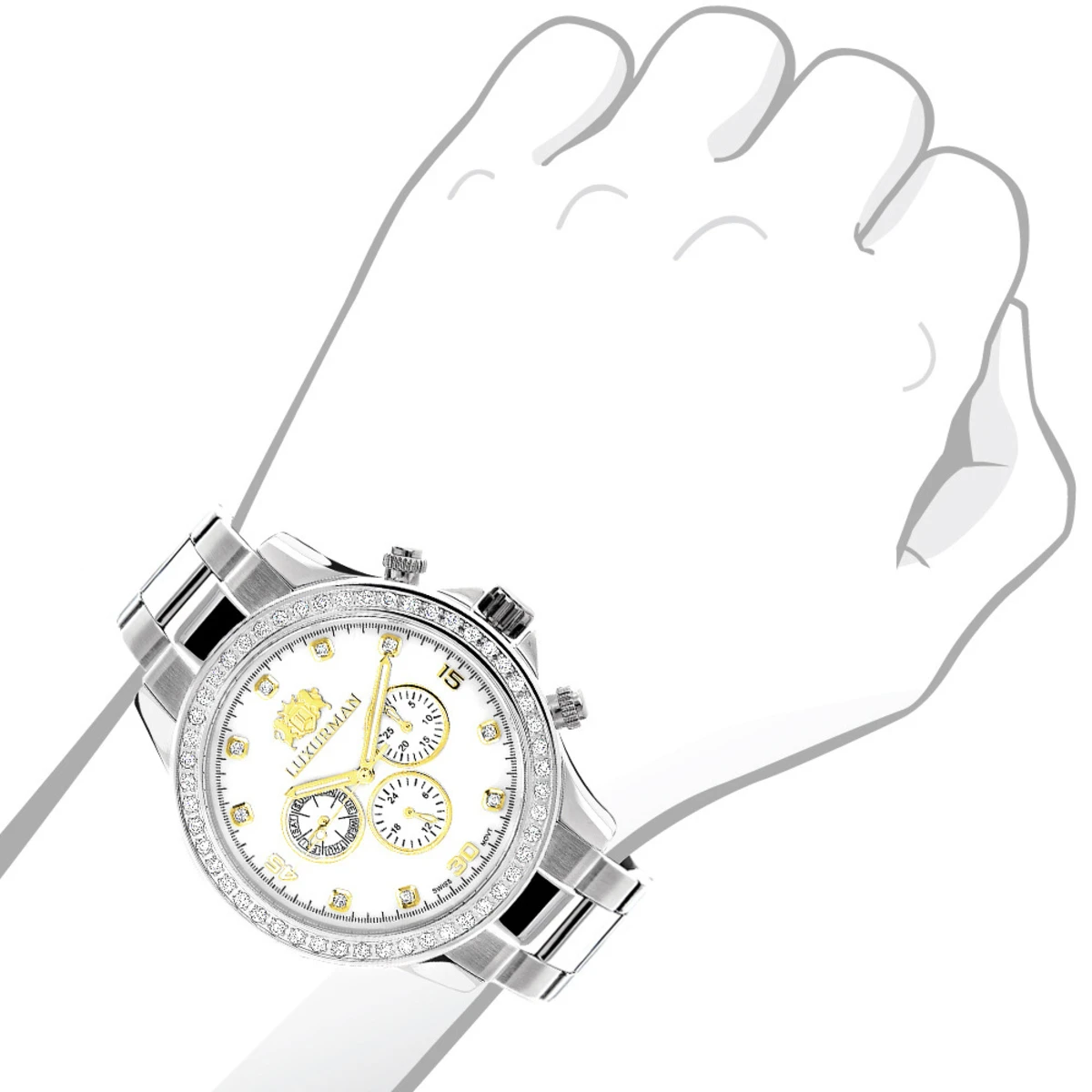 2 Carat Two Tone Men's Diamond Luxurman Liberty Watch W Swiss Movement 3 2 Carat Two Tone Men's Diamond Luxurman Liberty Watch W Swiss Movement - Image 3