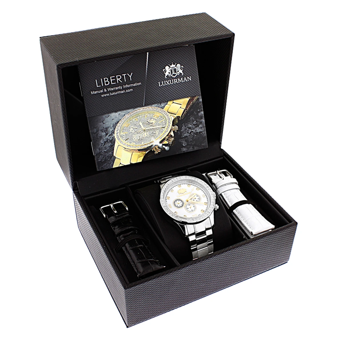 2 Carat Two Tone Men's Diamond Luxurman Liberty Watch W Swiss Movement 4 2 Carat Two Tone Men's Diamond Luxurman Liberty Watch W Swiss Movement - Image 4