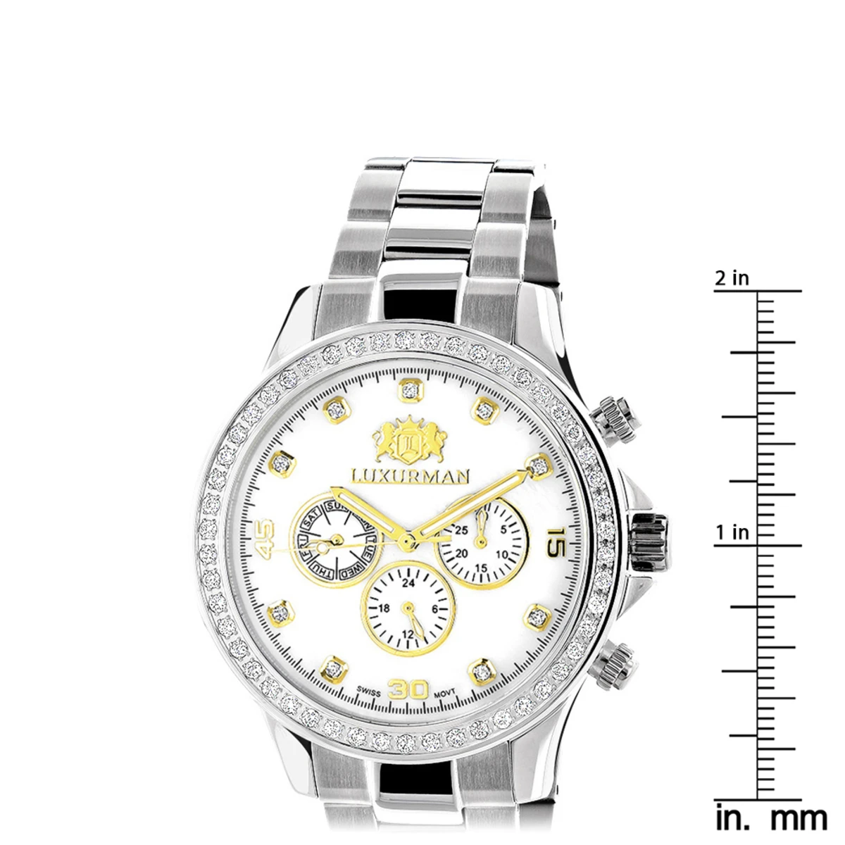 2 Carat Two Tone Men's Diamond Luxurman Liberty Watch W Swiss Movement 5 2 Carat Two Tone Men's Diamond Luxurman Liberty Watch W Swiss Movement - Image 5