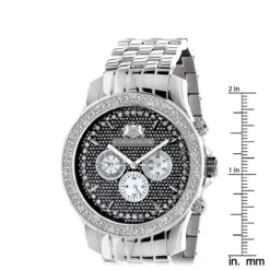 Large 46mm Affordable Real Diamond Watch For Men Luxurman Raptor 0.25ct Steel Band -PNZ Watches Shop affordable real diamond watch for men luxurman raptor 025ct steel band 46mm 968215 ruler