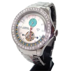 Aqua Master Tourbillon Floating Blue Yellow White Diamond Watch 5.75ct