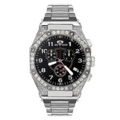Aqua Master Men's 4.50ct Diamond Watch Octagon Black Dial