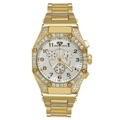Aqua Master Yellow Tone 4.50ct Men's Diamond Watch Octagon