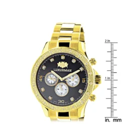 Black Dial Yellow Gold Plated Luxurman Diamond Watch For Men 0.2ct New 9 Black Dial Yellow Gold Plated Luxurman Diamond Watch For Men 0.2ct New -PNZ Watches Shop black dial yellow gold plated luxurman diamond watch for men 02ct new ruler