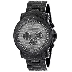 Oversized Iced Out Black Diamond Men's Watch By Luxurman 2ct Fully Paved