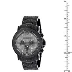 Oversized Iced Out Black Diamond Men's Watch By Luxurman 2ct Fully Paved -PNZ Watches Shop black diamond mens watch by luxurman 2ct fully paved ruler 20220603