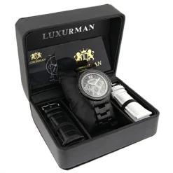 Black Diamond Luxurman Men's Diamond Watch Liberty -PNZ Watches Shop black diamond watches luxurman mens diamond watch liberty box
