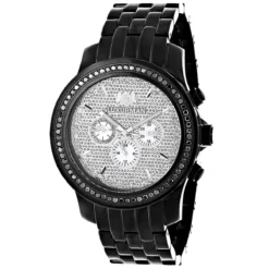 Black Diamond 2.25ct Luxurman Men's Watch Encrusted Dial
