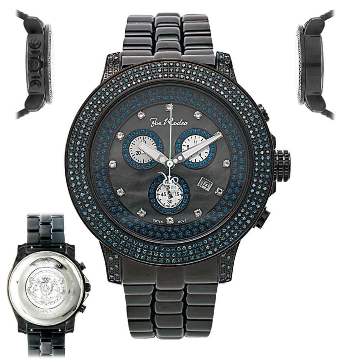 Blue Diamond Joe Rodeo Pilot Men's Watch 3.15ct 5 Blue Diamond Joe Rodeo Pilot Men's Watch 3.15ct - Image 5
