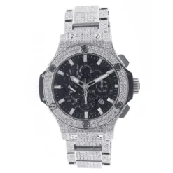 Bust Down Hublot Diamond Watch For Men 44mm Big Band Aero Black Dial 16.5ct