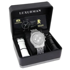 Bust Down Luxurman Raptor Men's Diamond Watch 4 Carat -PNZ Watches Shop bust down watches fully iced out luxurman mens diamond watch 4 carat raptor 968538 box