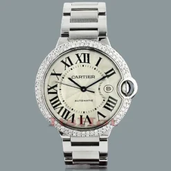 Men's Cartier Ballon Custom Diamond Bezel Watch 2.75ct