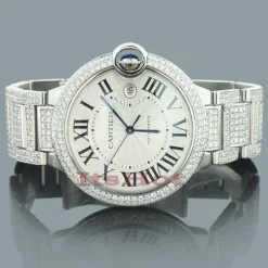 Custom Cartier Ballon Diamond Watch For Men 14.37ct