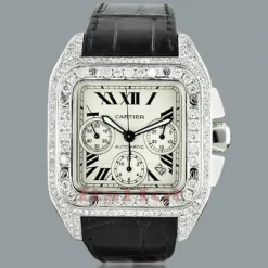 Cartier Santos 100 Men's Custom Diamond Watch 13ct
