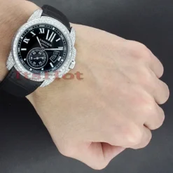 Custom Cartier De Calibre Men's Diamond Watch 9.25ct -PNZ Watches Shop custom cartier de calibre mens diamond watch 925ct p 49101bod