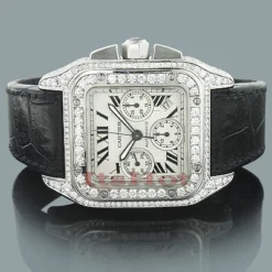Custom Cartier Men's Diamond Watch 9.64ct Santos 100