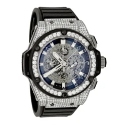 Diamond Hublot King Power Skeleton Dial Titanium Men's Watch 7.75ct