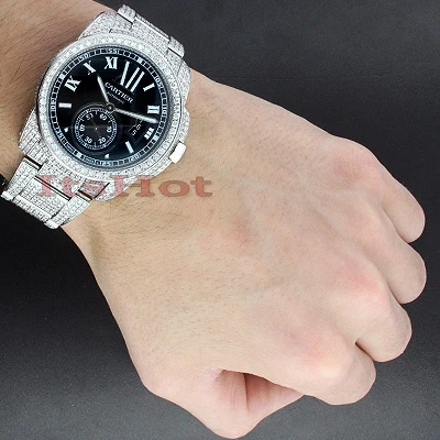 Diamond Cartier De Calibre Men's Watch 27ct Customized 3 Diamond Cartier De Calibre Men's Watch 27ct Customized - Image 3
