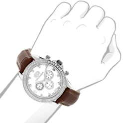 Diamond Luxurman Liberty 2ct Diamond Bezel White MOP Dial Watch -PNZ Watches Shop diamond watches for men luxurman liberty diamond watch white mop 2ct 3