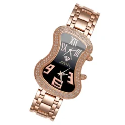 Dual Time Zone Rose Gold Tone Aqua Master Diamond Watch 1.5ct