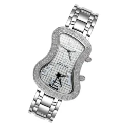 Dual Time Zone Aqua Master Encrusted Dial Diamond Watch 1.5ct