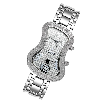 Dual Time Zone Aqua Master Encrusted Dial Diamond Watch 1.5ct 1 Dual Time Zone Aqua Master Encrusted Dial Diamond Watch 1.5ct