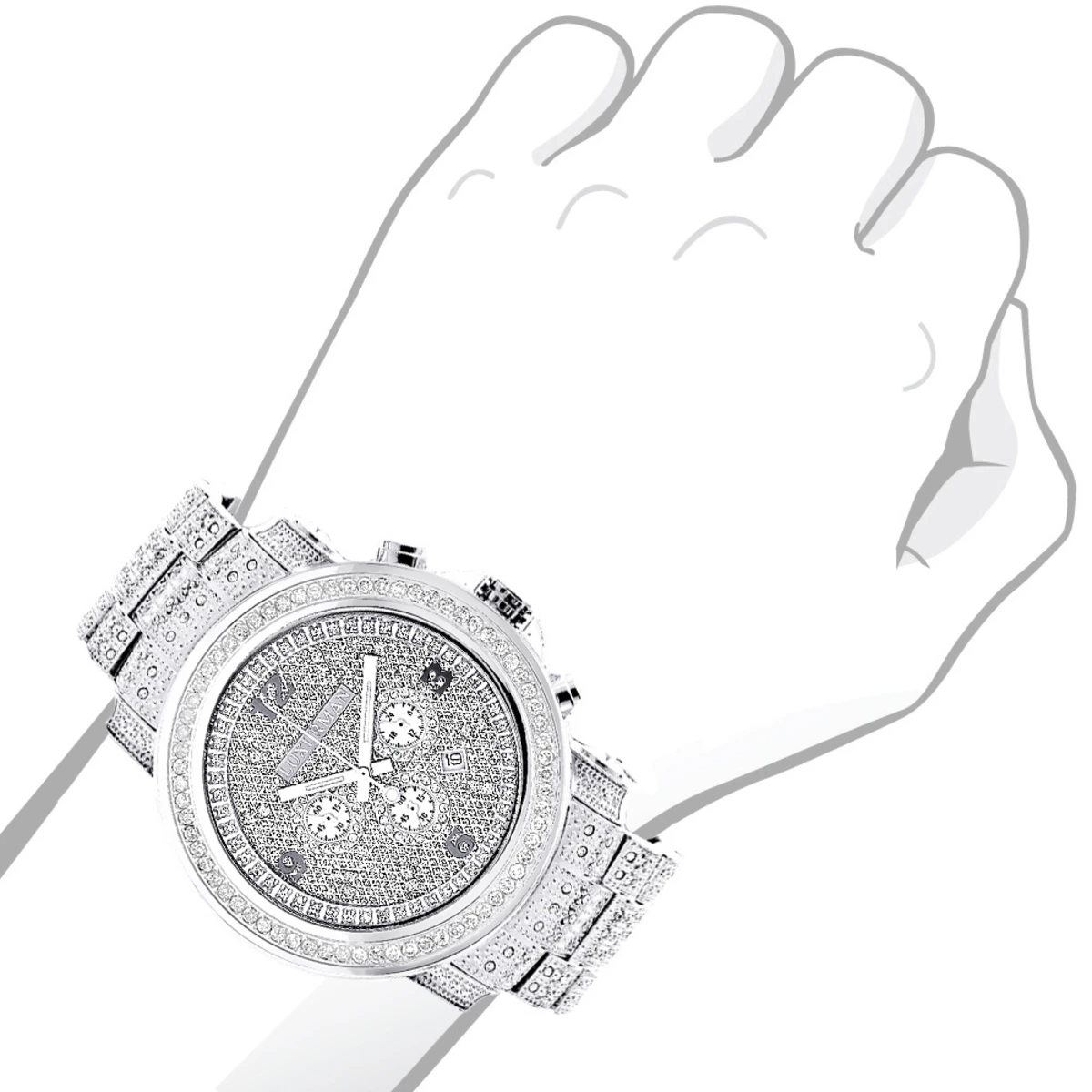 Fully Iced Out Large Diamond Watch For Men By Luxurman Escalade 3.5ct 3 Fully Iced Out Large Diamond Watch For Men By Luxurman Escalade 3.5ct - Image 3