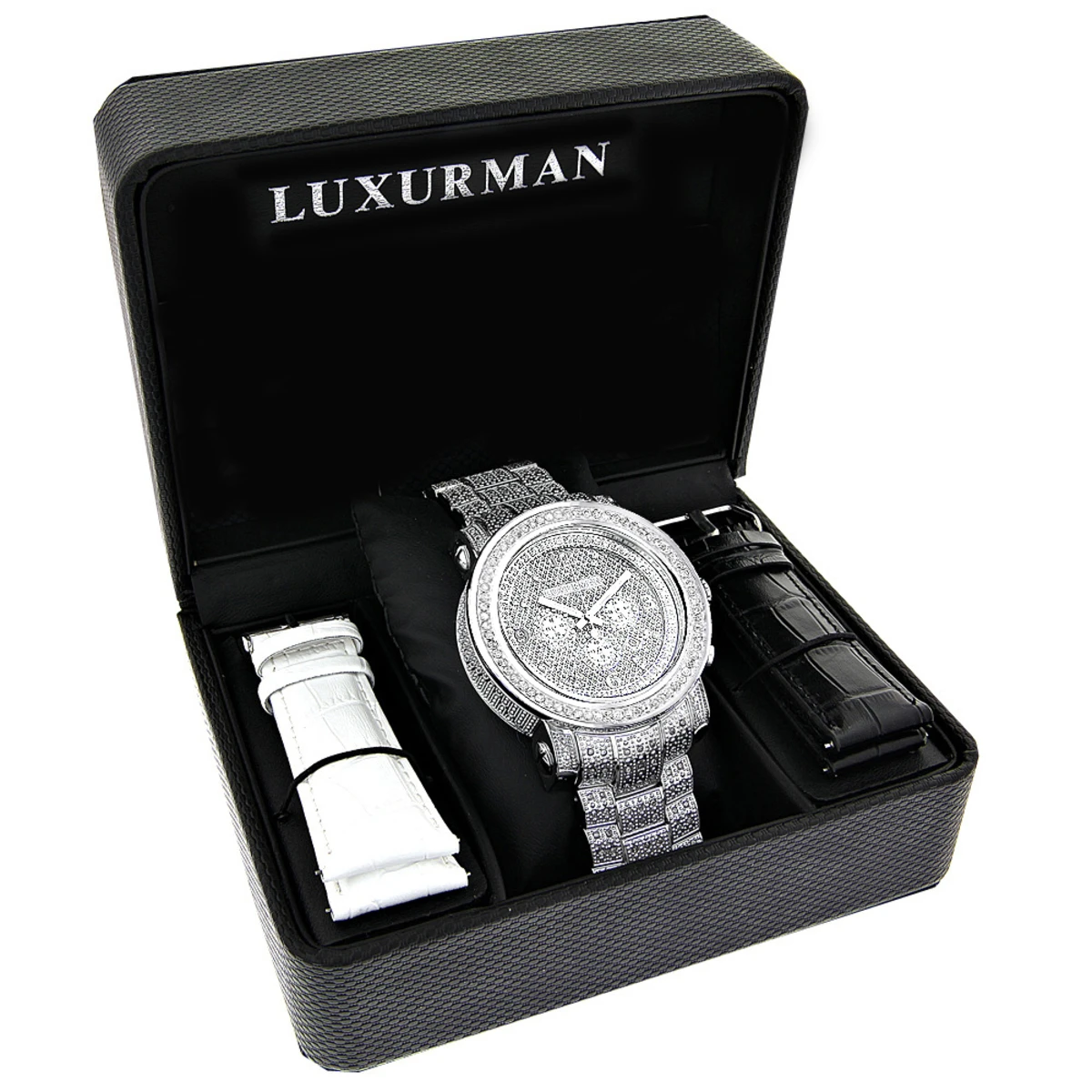 Fully Iced Out Large Diamond Watch For Men By Luxurman Escalade 3.5ct 4 Fully Iced Out Large Diamond Watch For Men By Luxurman Escalade 3.5ct - Image 4