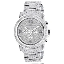 Fully Iced Out Large Diamond Watch For Men By Luxurman Escalade 3.5ct