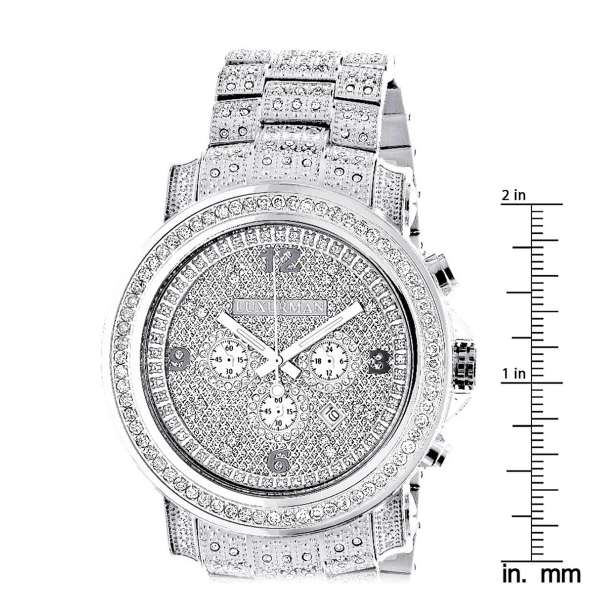 Fully Iced Out Large Diamond Watch For Men By Luxurman Escalade 3.5ct 5 Fully Iced Out Large Diamond Watch For Men By Luxurman Escalade 3.5ct - Image 5