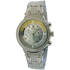 Fully Paved Men's Fancy Color Aqua Master Watch 6.70ct