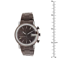 Genuine Men's Gucci Chrono Diamond Watch 101M Brown YA101341 5.5 Carats -PNZ Watches Shop genuine mens gucci chrono diamond watch 55ct p 42325 ruler
