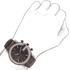Genuine Men's Gucci Chrono Diamond Watch 101M Brown YA101341 5.5 Carats -PNZ Watches Shop genuine mens gucci chrono diamond watch 55ct p 42325bod 1672715766