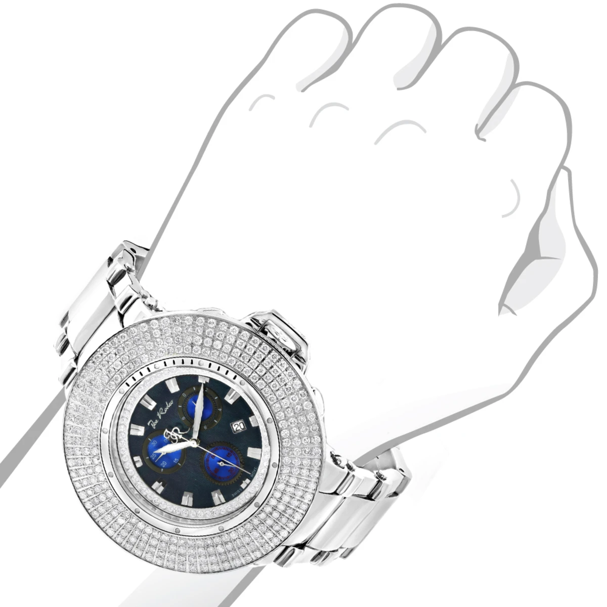 Hip Hop Joe Rodeo Razor Men's Iced Out Diamond Bezel Watch 10.4ct 3 Hip Hop Joe Rodeo Razor Men's Iced Out Diamond Bezel Watch 10.4ct - Image 3