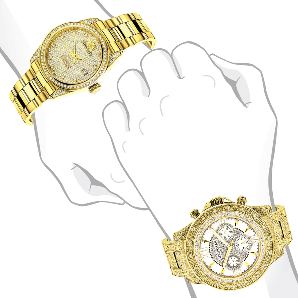 His And Hers Classic Luxurman Diamond Watch Set 2.75ct 3 His And Hers Classic Luxurman Diamond Watch Set 2.75ct - Image 3