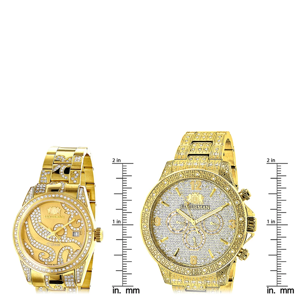 His And Hers Luxurman Diamond Watch Set Yellow Gold Plated 4.25ct 5 His And Hers Luxurman Diamond Watch Set Yellow Gold Plated 4.25ct - Image 5
