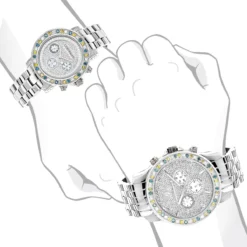 His And Hers White Blue Yellow Diamond Watch Set 5.25ct Luxurman 8 His And Hers White Blue Yellow Diamond Watch Set 5.25ct Luxurman -PNZ Watches Shop his and hers watches white blue yellow diamond watch set 525ct luxurman 3