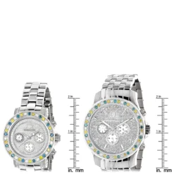 His And Hers White Blue Yellow Diamond Watch Set 5.25ct Luxurman 11 His And Hers White Blue Yellow Diamond Watch Set 5.25ct Luxurman -PNZ Watches Shop his and hers watches white blue yellow diamond watch set 525ct luxurman ruler