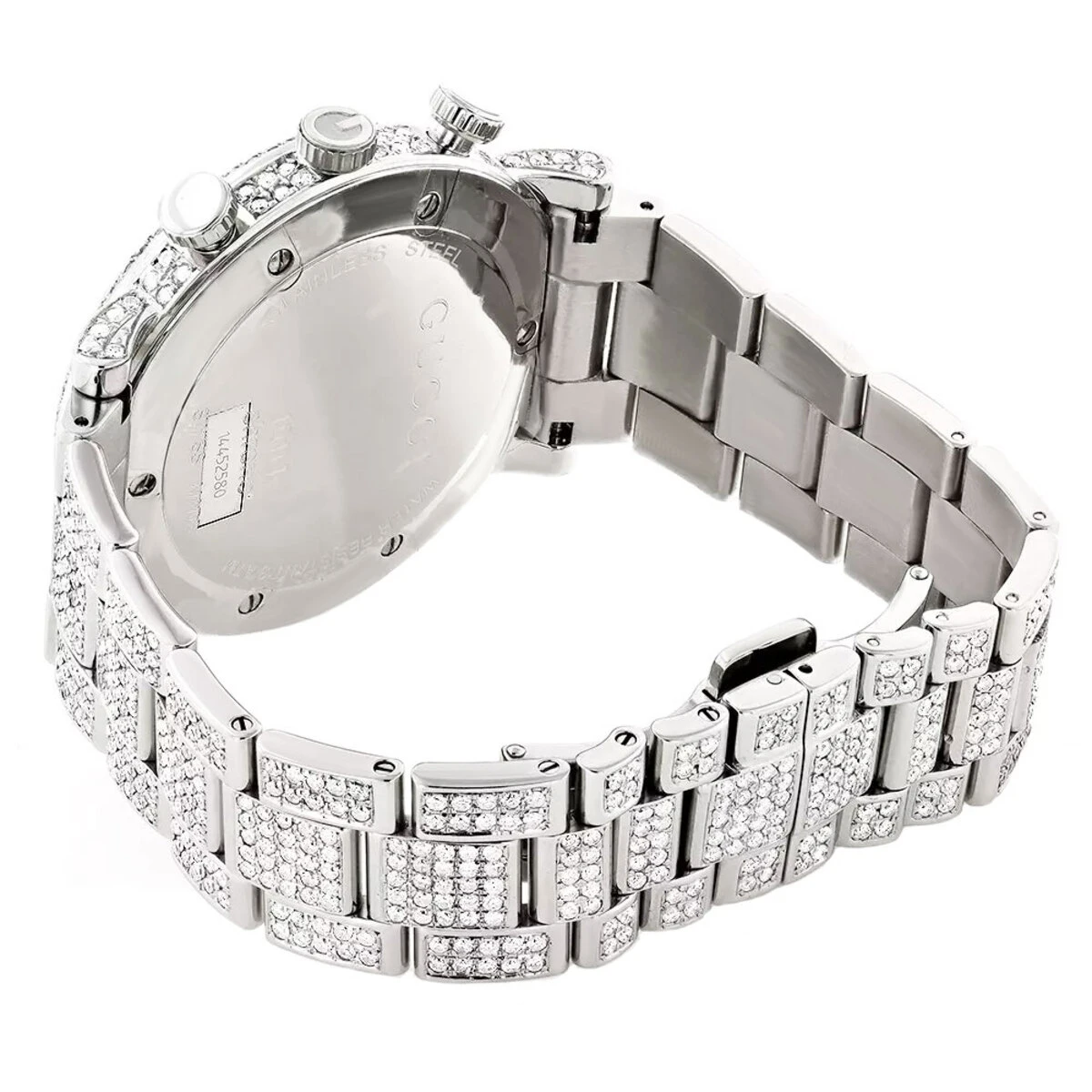 Iced Out Men's Diamond Gucci G-Chrono Watch White Chronograph Dial 15ct YA101339 2 Iced Out Men's Diamond Gucci G-Chrono Watch White Chronograph Dial 15ct YA101339 - Image 2