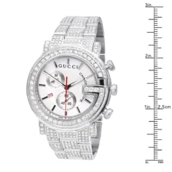 Iced Out Men's Diamond Gucci G-Chrono Watch White Chronograph Dial 15ct YA101339 7 Iced Out Men's Diamond Gucci G-Chrono Watch White Chronograph Dial 15ct YA101339 -PNZ Watches Shop iced out gucci g chrono diamond watch for men white dial chronograph 15ct 965871 w ruler