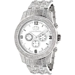 Iced Out Luxurman Men's Diamond Watch 1.25ct White MOP