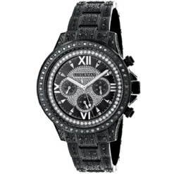 Iced Out Men's Black Diamond Luxurman Watch 3ct