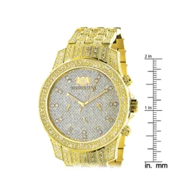 Iced Out Men's Diamond Luxurman Watch 1.25ct Yellow Gold Tone -PNZ Watches Shop iced out mens diamond luxurman watch 125ct yellow gold tone ruler