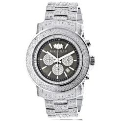 Iced Out Men's Diamond Watch Luxurman 2ct Escalade Oversized W Chronograph