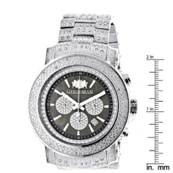 Iced Out Men's Diamond Watch Luxurman 2ct Escalade Oversized W Chronograph -PNZ Watches Shop iced out mens diamond watch luxurman 2ct escalade oversized w chronograph ruler