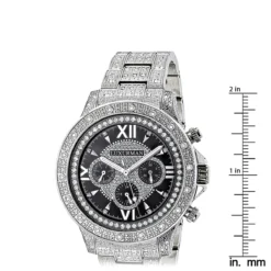 Iced Out Men's Watch With Diamond Band 1.25ct Luxurman Liberty -PNZ Watches Shop iced out mens watch with diamond band 125ct luxurman liberty ruler