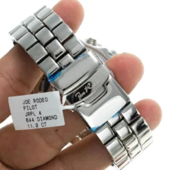 Oversized Iced Out Joe Rodeo Pilot Men's Diamond Watch 11 Carats -PNZ Watches Shop iced out watches joe rodeo mens diamond watch 11ct p 9277 back2