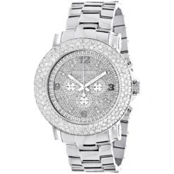 Iced Out Large Diamond Bezel Watch For Men Luxurman Escalade 6ct