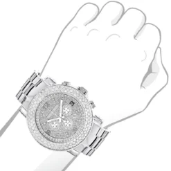 Iced Out Large Diamond Bezel Watch For Men Luxurman Escalade 6ct -PNZ Watches Shop iced out watches large diamond luxurman mens watch 625ct 3